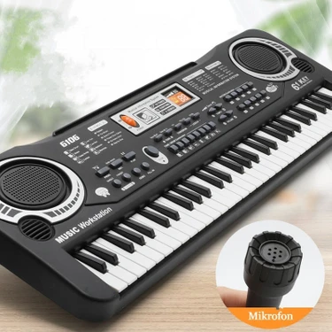 Inters Tech Çocuklar Için Org Piyano Elektronik Keyboard 61 Tuşlu Klavye Mikrofonlu Pilli Karaoke