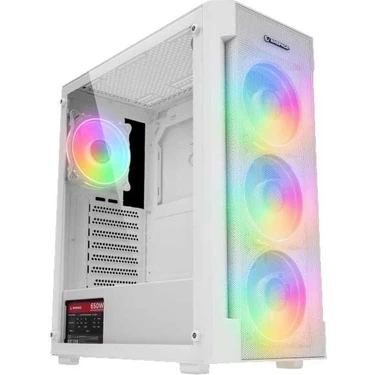 Rampage Vıgılant Mesh 650W 80+ Bronze Beyaz Temperli Camlı 4X12CM Rgb Fan Atx Mid-T Gaming Oyuncu