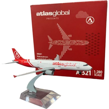 Atlas Maket Uçak Atlasjet Lisanslı - A321 1:280 Model Metal Uçak A-321