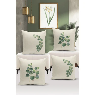 Bertille Home Flower/vintage Serisi Çift Tarafı Dijital Baskılı  4'lü Kırlent Kılıfı Seti  (Cushion