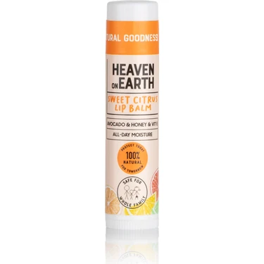 Heaven On Earth Sweet Citrus Lip BALM%100 Doğal ve Organik Içerikli Nemlendirici Besleyici Dudak