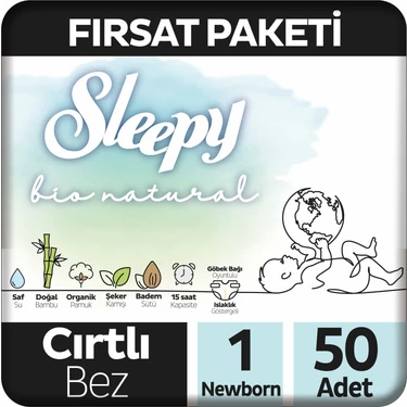 Sleepy Bebek Bezi Bio Natural 1 Numara Yenidoğan 50'li Fırsat