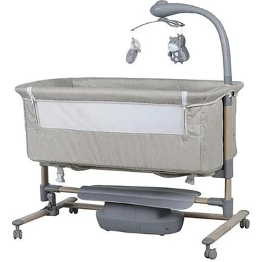 Prego 4091 Carmela Elektrikli Anne Yanı Beşik 57x93 cm Bej Tekerlekli ve Kolay Taşınabilir