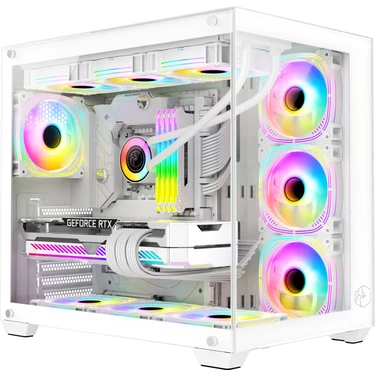 Gametech Prime V2 Beyaz Tuş Kontrollü Rgb 7X120MM Fan Gaming Bilgisayar