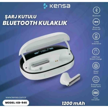 Kensa BT Kablosuz Kulaklık Pürüzsüz Ses Powerbank Özellikli Dijital