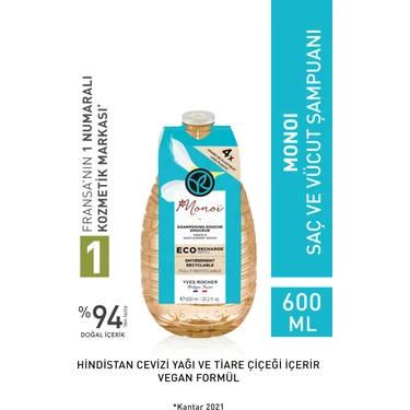 Yves Rocher Monoi Eko Refill Yedek Saç ve Vücut Şampuanı - 600