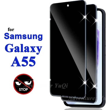 MTK Moveteck Samsung Galaxy A55 Hayalet Ekran Koruyucu Cam 5d Privacy Yandan Görünmez Gizlilik