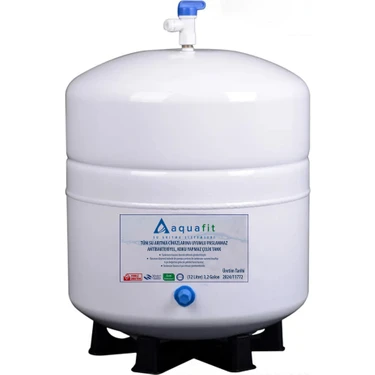 Aquafit Su Arıtma Tankı – 12 Lt (3,2 Galon) Paslanmaz Metal + Vanalı ve Ayak