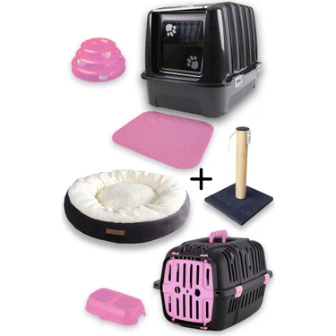 Kurtbay Şekil Kedi tuvaleti Premium Kedi başlangıç seti - Pembe