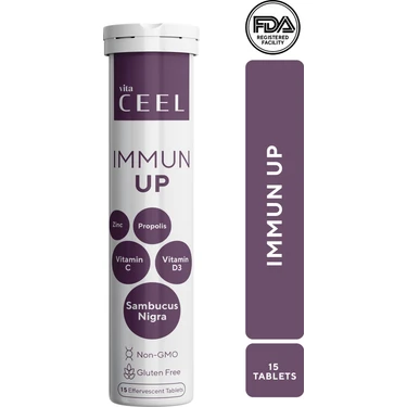 Vita Ceel Efervesan Tablet Kara Mürver, Vitamin C, D3, Çinko,