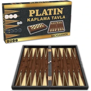 Star Platin Kaplama Büyük Boy Tavla Takımı 25,5x48,5x6,3 cm 36 mm Pullar ve 9 mm