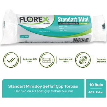 Florex Standart Mini Boy Çöp Poşeti x 10