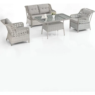 EVDEMO Eren Rattan Bahçe Balkon Takımı 2+1+1