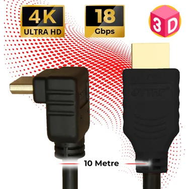 Ttaf HDMI 2.0 4K Ultra Hd 60 Hz L Tipi Ses ve Görüntü Aktarım Kablosu 10