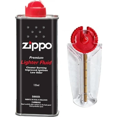 Zippo Çakmak Benzini 125ml ve Taş Seti, Taşınabilir ve Şık Tasarım ile Hediye