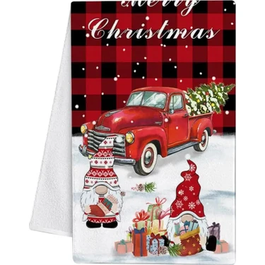 DouranShop Ey Stil Mükemmel Bulaşık Havlusu Dayanıklı Mikrofiber Mutfak Havlusu Noel Stilleri Tatil