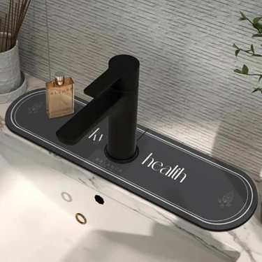 DouranShop Siyah Stil 38X14CM Mutfak Musluk Mat Süper Emici Diatom Çamur Emici Mat Lavabo Splash