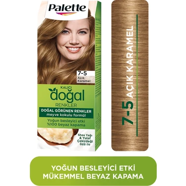 Palette Kalıcı Doğal Renkler 7-5 Açık Karamel Saç Boyası Shea Yağı & Yulaf Çekirdeği Özü