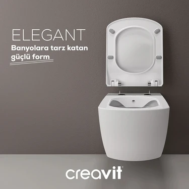 Creavit Elegant Kanalsız Asma Klozet, Creavit Yavaş Kapanan