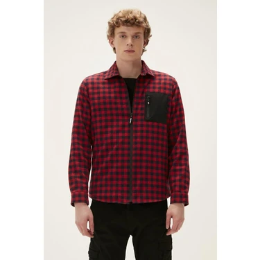 Bad Bear Liam Shirt Crimson Red Kırmızı Kareli Fermuarlı Erkek