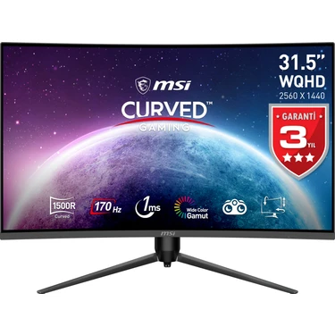 MSI 31.5" G32CQ5P 2560x1440 (WQHD) CURVE 1500R VA 170HZ 1MS ADAPTIVE-SYNC  GAMING