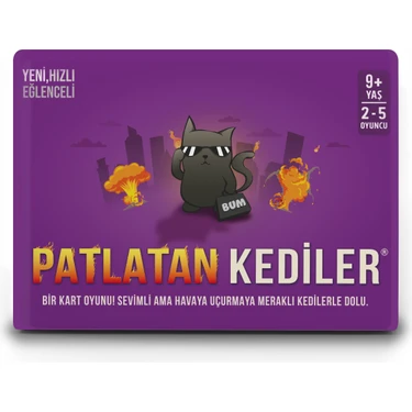 Patlatan Kediler Kart Oyunu Kutu Oyunu Eğlenceli Parti Oyunu Arkadaş Oyunu Orijinal