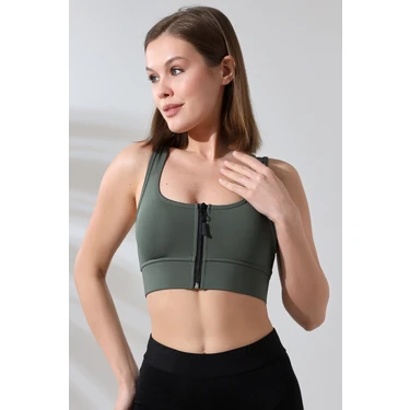 Emfure Pedli Fermuarlı Spor Büstiyer - Sports Bra / Crop Destekli Spor