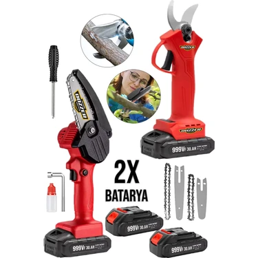 なぎ　2点セット DOZZER 2li Set 256 Vf 2x Akülü Çelik Şanzuman 2 Pala Zincir Şarjlı