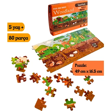 Doerkids Ormanlık Alan Yeraltı Yerüstü Midi Puzzle | 80 Parça 5+