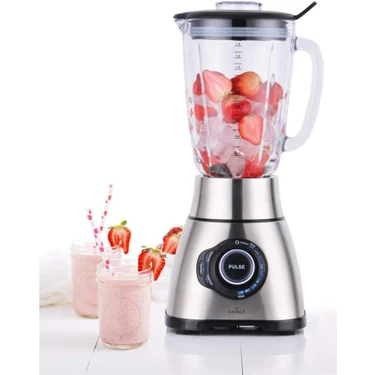 Karaca 1800W Güçlü Motorlu 9 Hız Kademeli Buz Kırma Fonksiyonlu Inox Cam Hazneli Premium Smoothie