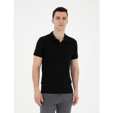 Pierre Cardin Erkek Siyah Slim Fit Basic Tişört