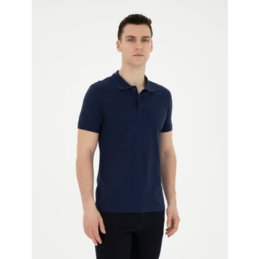 Pierre Cardin Erkek Lacivert Slim Fit Basic Tişört