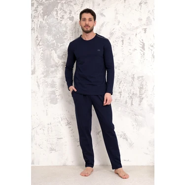 D'S Damat Maschio Pamuk Pijama Takımı Erkek Siyah Yumuşak Dokulu Regular Fit