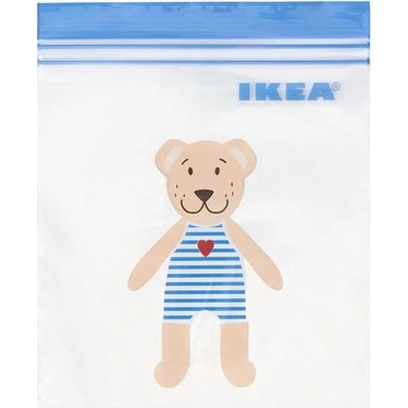IKEA -Istad Kilitlenebilir Buzdolabı Poşeti, Mavi-Desenli, 1 Lt, 25