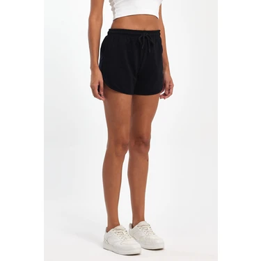 Comeor Kadın Yırtmaçlı Penye Kumaş Regular Fit Lacivert Kısa Mini Günlük