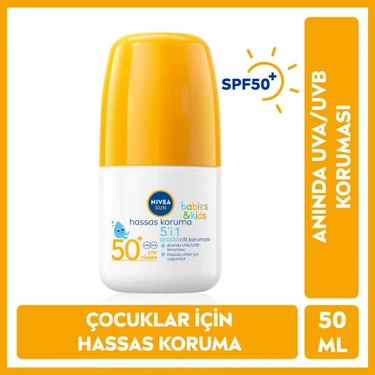 Sun Bebekler Için Hassas Koruma Güneş Koruyucu Roll-On 50ML, SPF50, Uva Uvb Koruması, Suya