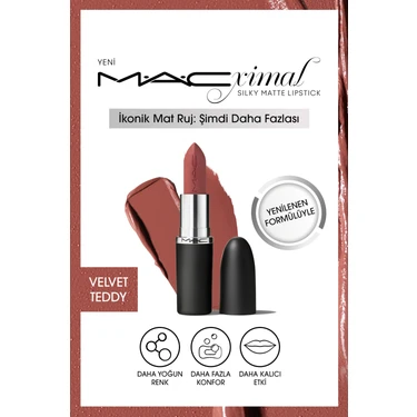 MAC M·A·CXIMAL Silky Matte Lipstick Nemlendirme Etkili Yoğun Renk Sağlayan Ruj - Velvet