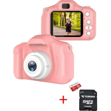 Torima Pembe Renk Sd Card  1080P Hd Çocuk Kamera Dijital Fotoğraf Makinesi 2.0 Inç