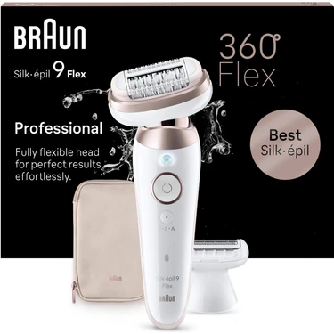 Braun Silk-Épil 9 Flex 9-030 3D Epilatör - Islak ve Kuru Kullanım, 40 Cımbız, Kablosuz,