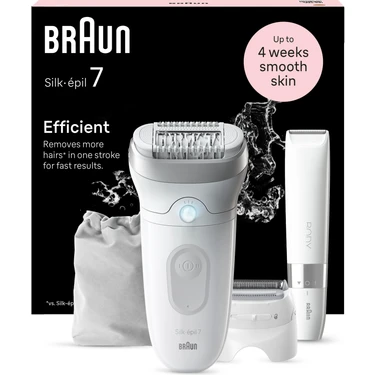 Braun Silk-Épil 7 7-441 Epilatör Islak Kuru Kullanım Kablosuz Şarjlı Yıkanabilir