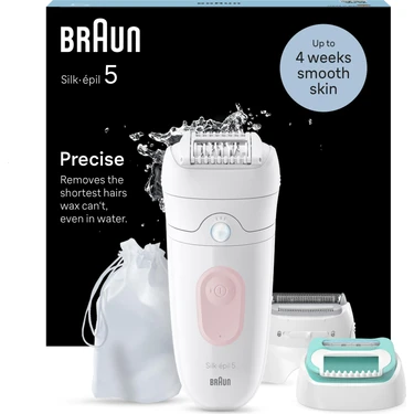 Braun Silk-Épil 5 5-050 Epilatör – Hassas ve Etkili Tüy Alma, Islak/Kuru Kullanım, Acısız