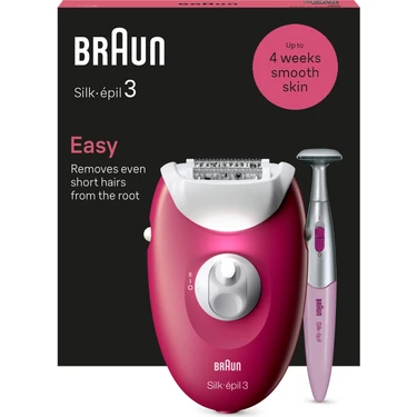 Braun Silk-Épil 3 3-202 Epilatör 20 Cımbız Akıllı Işık 2 Hız Kuru Kullanım Yıkanabilir