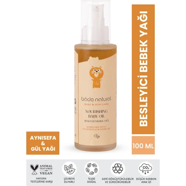 Bade Natural Besleyici ve Rahatlatıcı Bebek Masaj Yağı %100 Doğal 100