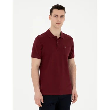 Pierre Cardin Erkek Bordo Regular Fit Basic Tişört