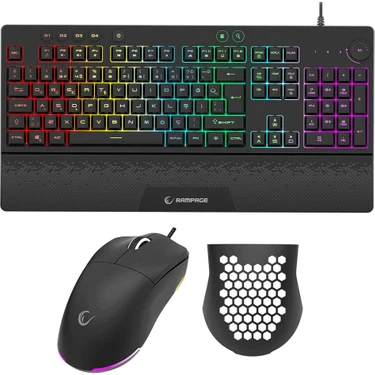 Rampage Eclıpse Siyah USB Rgb Aydınlatmalı Q Gaming 4 Tuş Makrolu Oyuncu Klavye Mouse