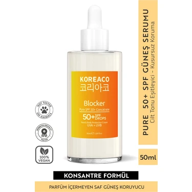 Koreaco Blocker  Saf Spf 50+ Suya Dayanıklı Yüksek Uvb+Uva Korumalı 50ML Güneş