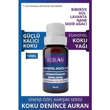 Auran Konsantrasyon - Odaklanma Sinerji Karışım Esansiyel Uçucu Yağ Buhurdanlık Yağı Aromaterapi