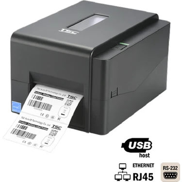 Tsc TE210 Barkod Etiket Yazıcı 203DPI, USB + Ethernet + RS232 + USB