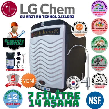 Lg Chem Gold Plus Pompalı Montaj Dahil Siyah-Beyaz Renk 12 Litre 14 Aşama 7 Filitre Su Arıtma