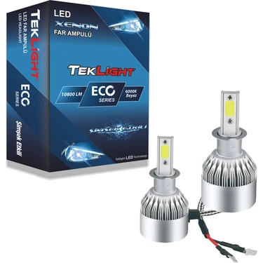 Teklight Eco LED Xenon Far Ampulü 10800 Lümen Beyaz Zenon Şimşek Etkili H4 / H7 / H1 / H11/ H3 /